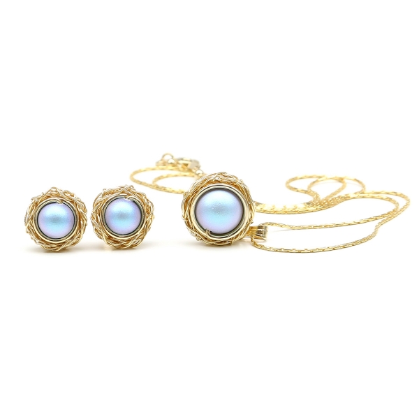 Set pendant and stud earrings by Ichiban - Sweet Azzuro