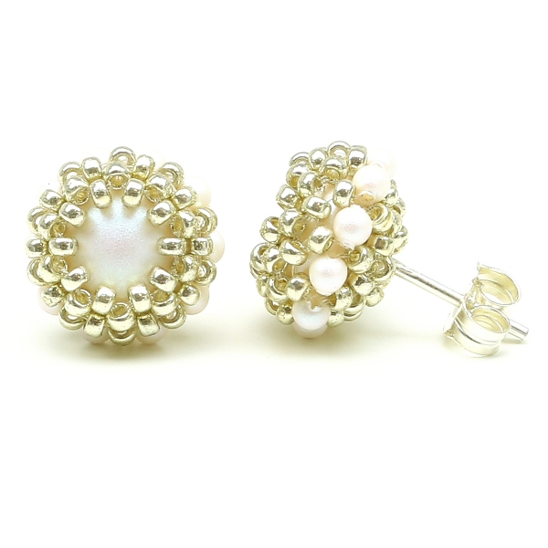Stud earrings by Ichiban - Teeny Tiny Perlescent White AG925