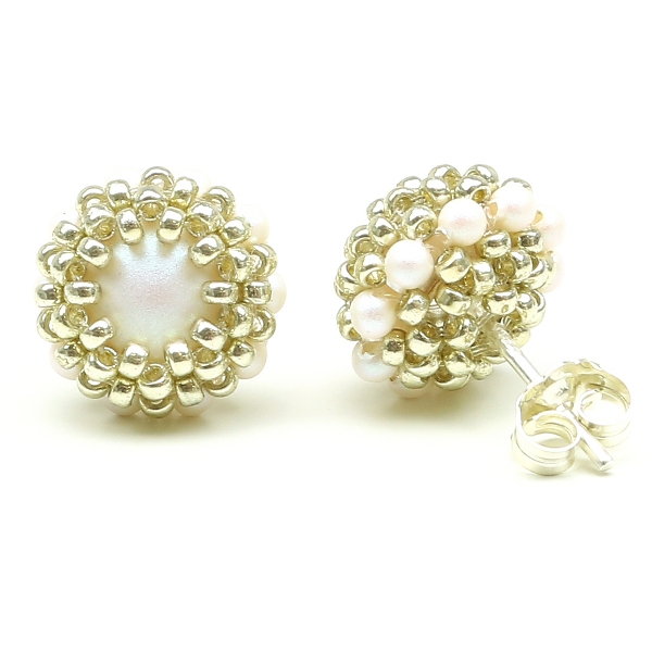 Stud earrings by Ichiban - Teeny Tiny Perlescent White AG925