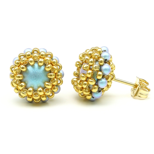 Stud earrings by Ichiban - Teeny Tiny Iridescent Light Blue