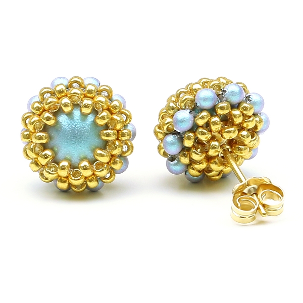 Stud earrings by Ichiban - Teeny Tiny Iridescent Light Blue