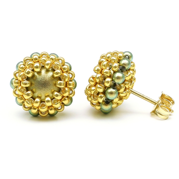 Stud earrings by Ichiban - Teeny Tiny Iridescent Green
