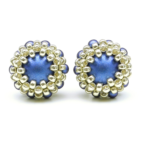 Stud earrings by Ichiban - Teeny Tiny Iridescent dark blue 925 Silver