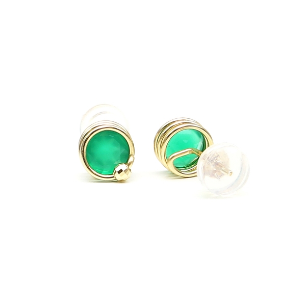 Stud earrings by Ichiban - Busted Deluxe Green Onyx 14K Yellow Gold
