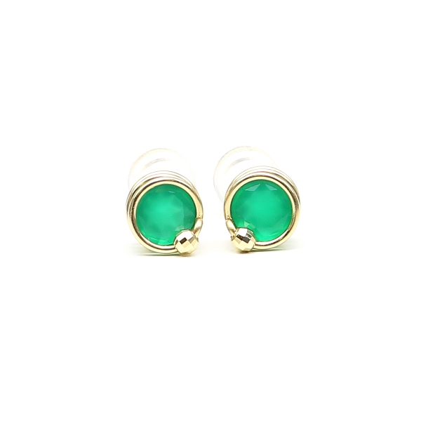 Stud earrings by Ichiban - Busted Gemstone Deluxe Green Onyx 14K Yellow Gold