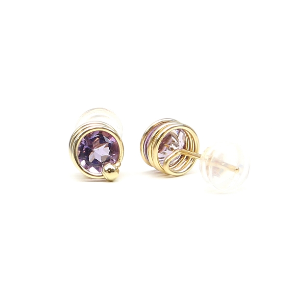 Stud earrings by Ichiban - Busted Gemstone Deluxe Brazilian Amethyst 14K Yellow Gold