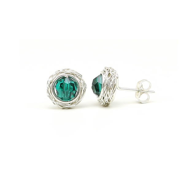 Sweet Emerald - 925 Silver stud earrings