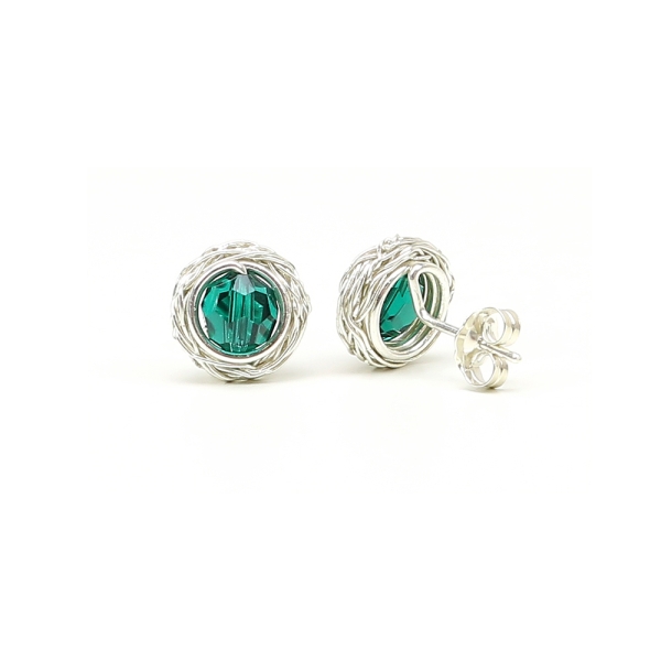 Sweet Emerald - 925 Silver stud earrings