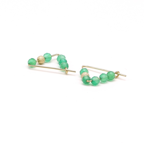 Earrings by Ichiban - Fancy Green Onyx 14K Gold