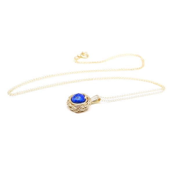 14K Yellow gold Gemstone pendant - Sweet Lapis Lazuli