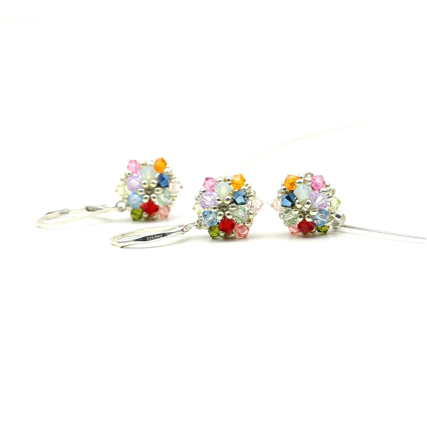 Set pandantiv, colan si cercei cu tortite leverback - Daisies Summer Mood AG925