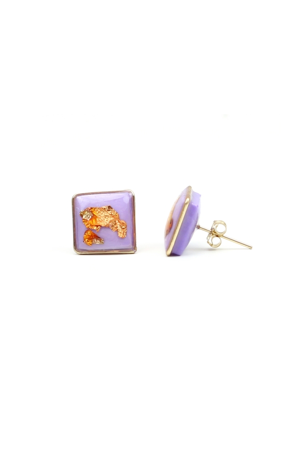 Purple Foil - stud earrings by Ichiban Jewelry