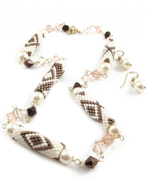 Necklace by Ichiban - Traditional Chocolate & Milk + gift earrings