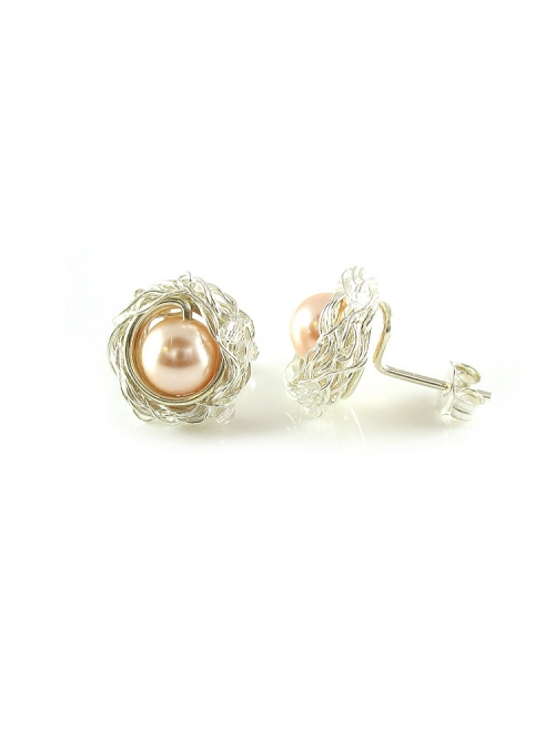 Silver stud earrings by Ichiban - Sweet Peach