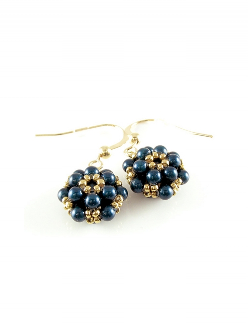 Dangle earrings by Ichiban - Daisies Petrol - limited edition