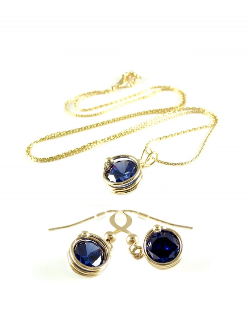 Set pendant and earrings by Ichiban - Busted Dark Blue