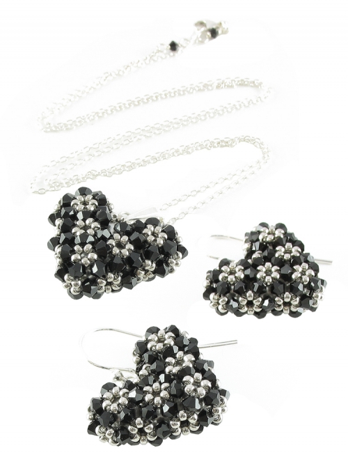 Set pendant and earrings by Ichiban - Love Around Dark AG925
