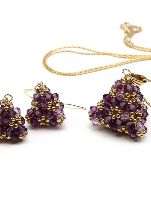 Set pendant and earrings by Ichiban - Pyramid Amethyst