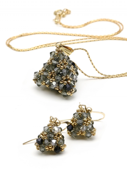 Set pendant and earrings by Ichiban - Pyramid Black Diamond 