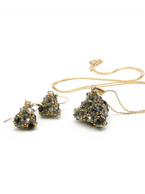 Set pendant and earrings by Ichiban - Pyramid Black Diamond