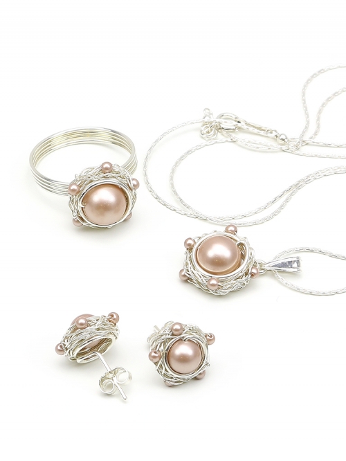 Set pendant, stud earrings and ring by Ichiban - Sweet Almond 925 Silver