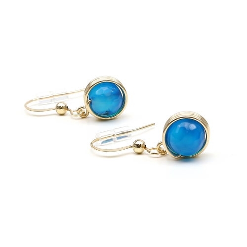 Dangle earrings by Ichiban - Busted Gemstone Agate Blue