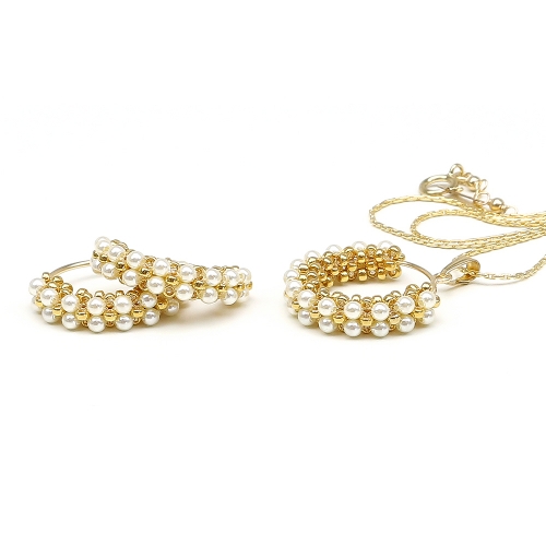 Set pendant and earrings by Ichiban- Primetime Pearls Cream