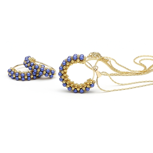 Set pendant and earrings by Ichiban - Primetime Pearls Iridescent Dark Blue