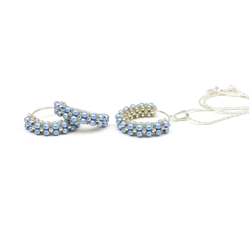 Set pendant and earringsby Ichiban - Primetime Pearls Iridescent Light Blue 925 Silver