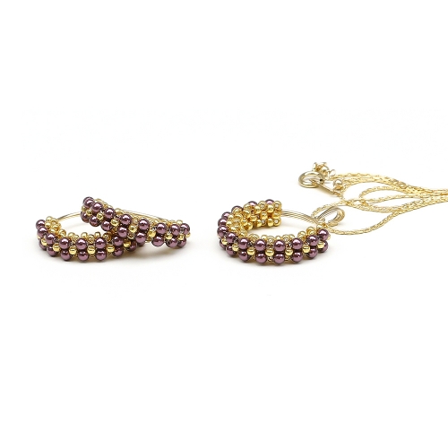 Set pendant and earrings by Ichiban - Primetime Pearls Burgundy