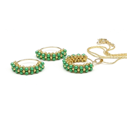 Set pendant and earrings by Ichiban - Primetime Pearls Eden Green