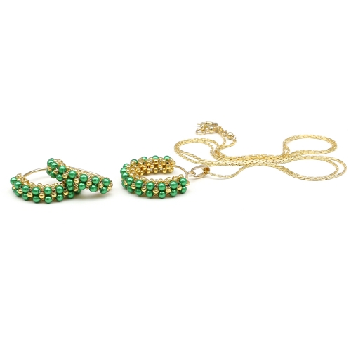 Set pendant and earrings by Ichiban - Primetime Pearls Eden Green