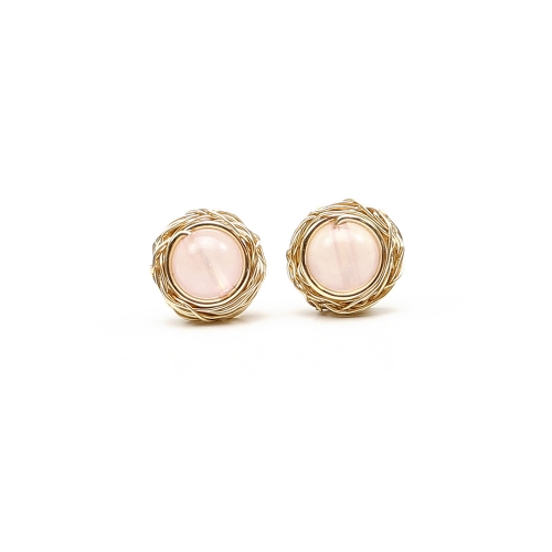 Gemstone stud earrings by Ichiban - Sweet Quart Rose
