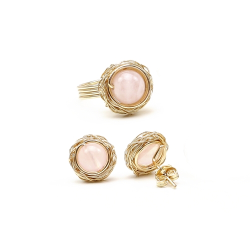 Set ring and stud earrings by Ichiban - Sweet Quart Rose