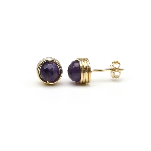 Stud earrings by Ichiban - Busted Gemstone Amethyst