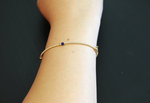 Gemstone bracelet  by Ichiban - Vogue Lapis Lazuli and cross charm
