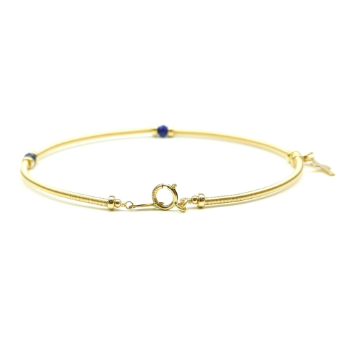Gemstone bracelet  by Ichiban - Vogue Lapis Lazuli and cross charm