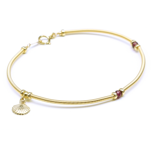 Gemstone bracelet by Ichiban - Vogue Rhodolite Garnet and shell charm