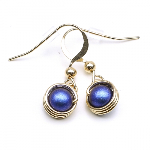 Earrings by Ichiban - Busted Pearls Iridescent Dark Blue