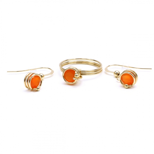 Set ring and earrings by Ichiban - Busted Gemstone Deluxe Carnelian