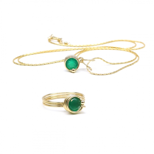 Set pendant and ring by Ichban - Busted Deluxe Green Onyx