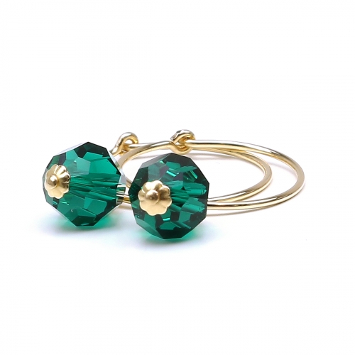 Earrings by Ichiban - Circle Crystal Emerald 