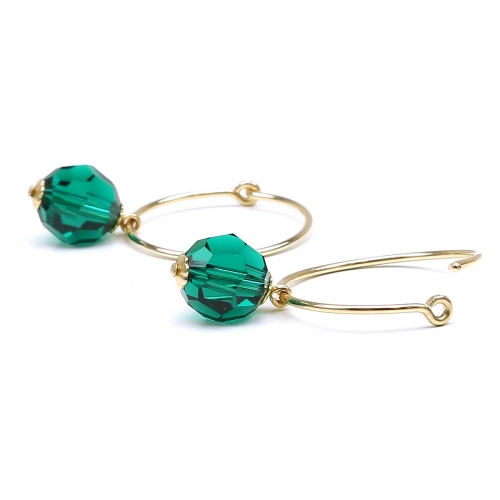 Earrings by Ichiban - Circle Crystal Emerald