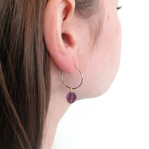 Earrings by Ichiban - Circle Crystal Amethyst