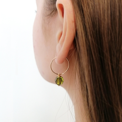 Earrings by Ichiban - Circle Crystal Olivine