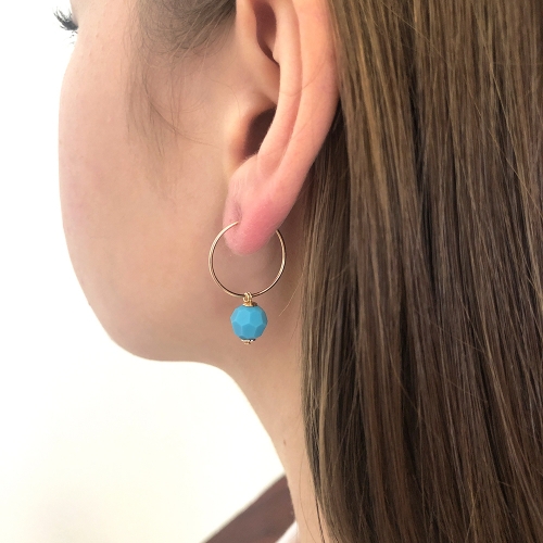 Earrings by Ichiban - Circle Crystal Turquoise