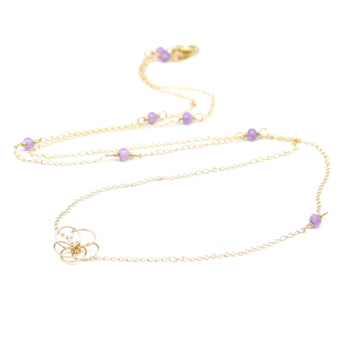 14K gold necklace by Ichiban - Flower Power Amethyst