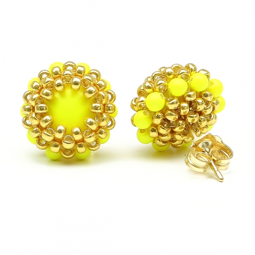 Stud earrings by Ichiban - Teeny Tiny Neon Yellow