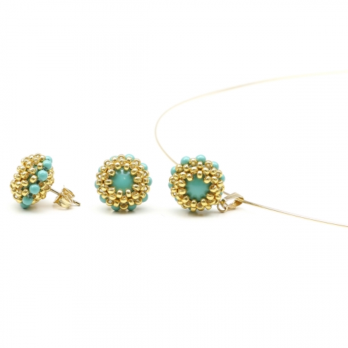 Necklace, pendant and stud earrings by Ichiban - Teeny Tiny Jade