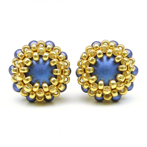 Stud earrings by Ichiban - Teeny Tiny Iridescent dark blue